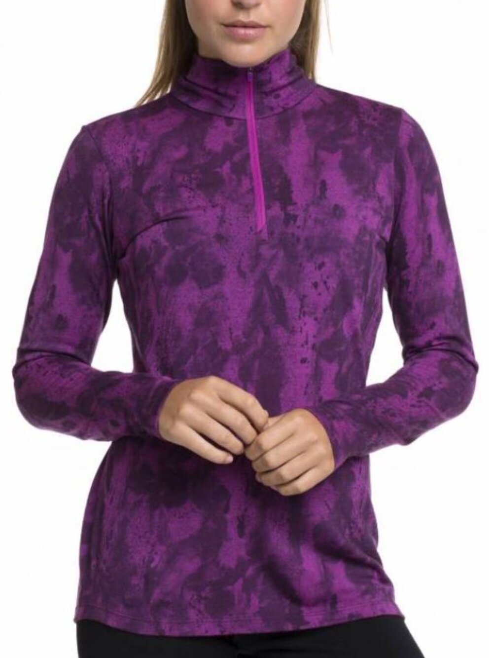 MEC T2 Merino Wool 1/4 Zip Base Layer Top Purple Large Breathable Outdoor Winter
